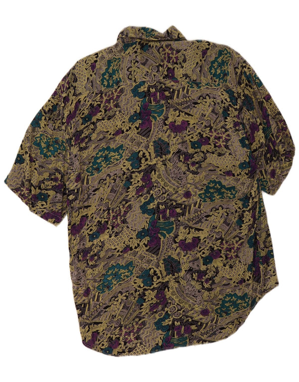 Vintage Mens Short Sleeve Shirt Medium Multicoloured Floral Viscose