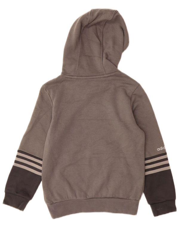Adidas Boys Graphic Hoodie Jumper 7-8 Years Grey Cotton