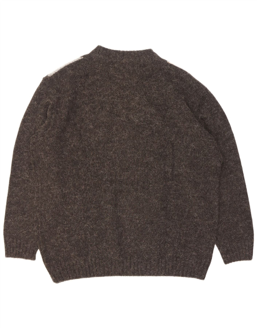 Vintage Mens Crew Neck Jumper Sweater Large Grey Argyle/Diamond Acrylic