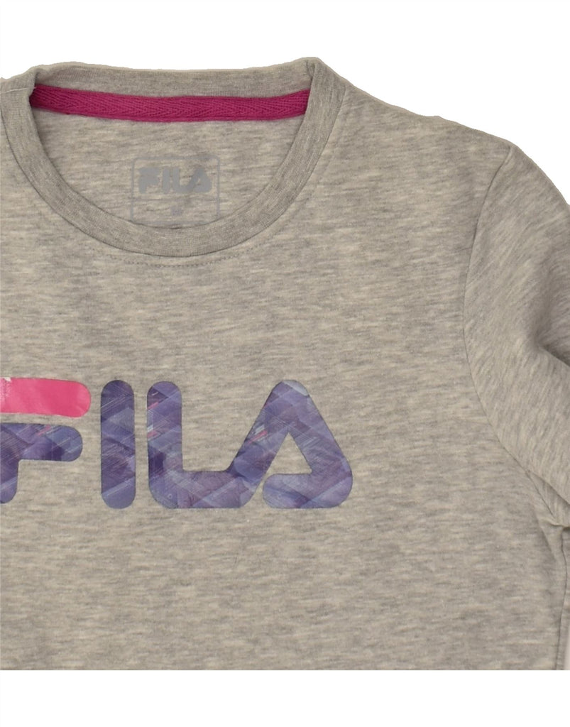 FILA Womens Graphic Sweatshirt Jumper UK 14 Medium Grey Cotton | Vintage Fila | Thrift | Second-Hand Fila | Used Clothing | Messina Hembry 