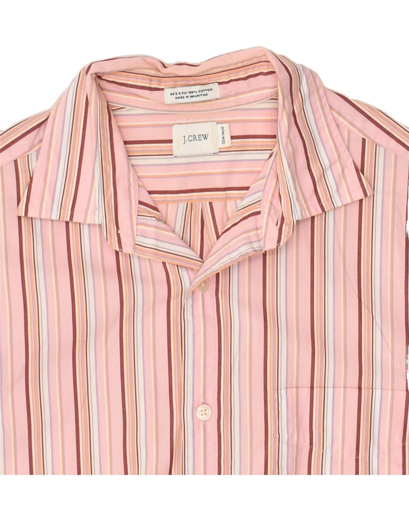 J. CREW Mens Short Sleeve Shirt Size 14 14 1/2 Small Pink Striped Cotton | Vintage J. Crew | Thrift | Second-Hand J. Crew | Used Clothing | Messina Hembry 