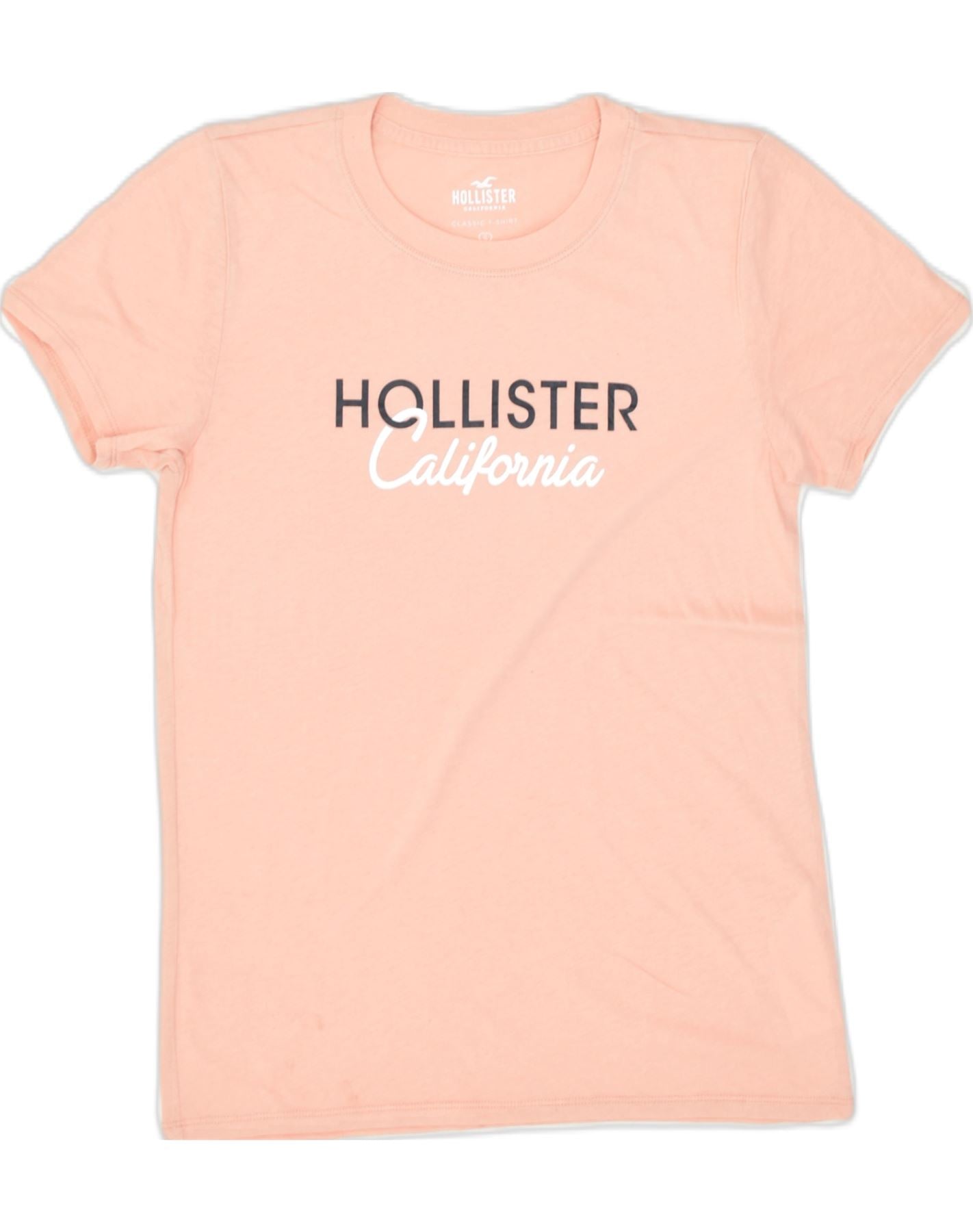 HOLLISTER Womens California Graphic T-Shirt Top UK 10 Small Orange Cotton, Vintage & Second-Hand Clothing Online