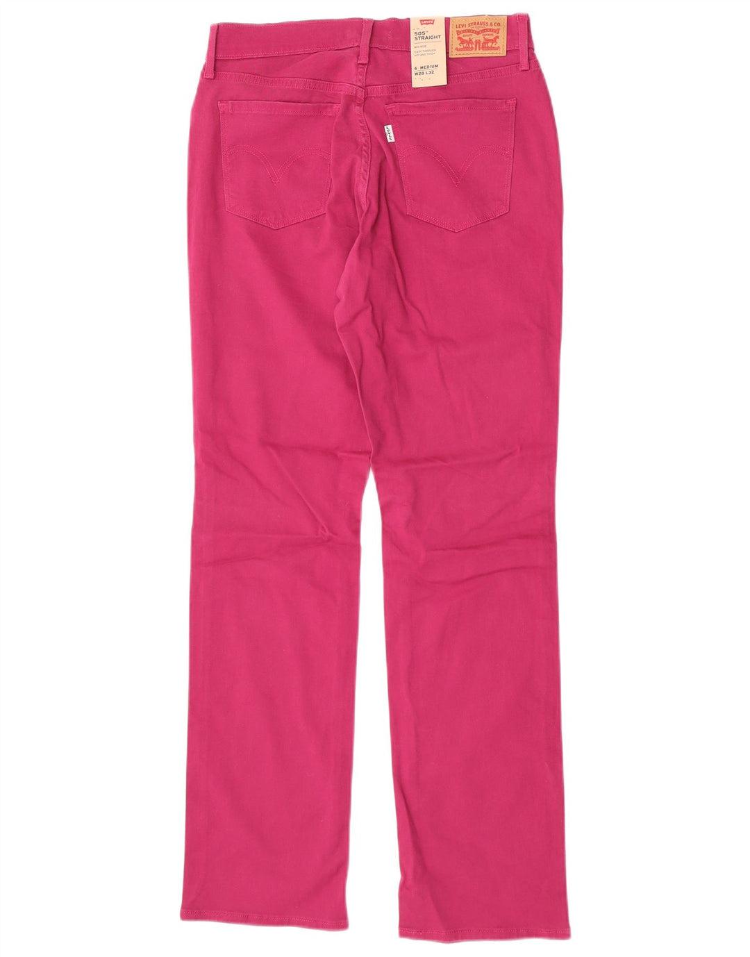 Levi's Womens 505 Mid Rise Straight Jeans US 6 Medium W28 L32 Pink Cotton