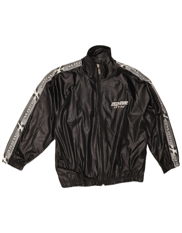 Campagnolo Womens Graphic Oversized Tracksuit Top Jacket UK 10 Small Black