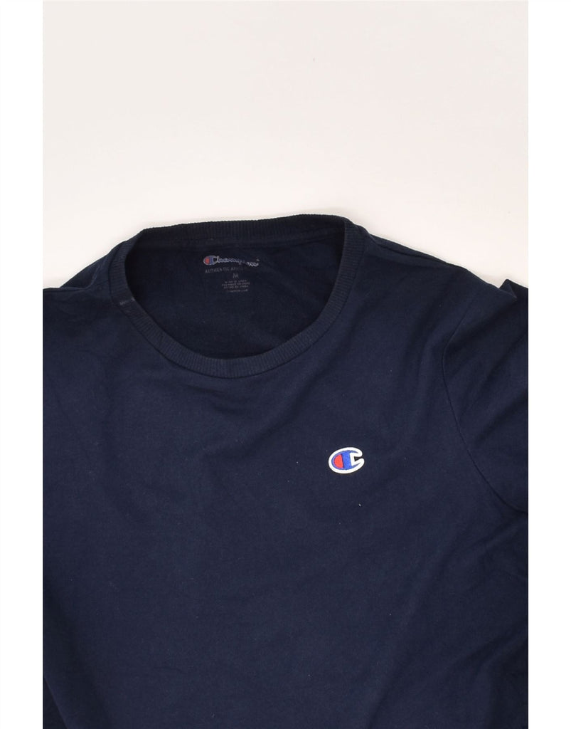 CHAMPION Womens Graphic Sweatshirt Jumper UK 12 Medium Navy Blue Cotton | Vintage Champion | Thrift | Second-Hand Champion | Used Clothing | Messina Hembry 