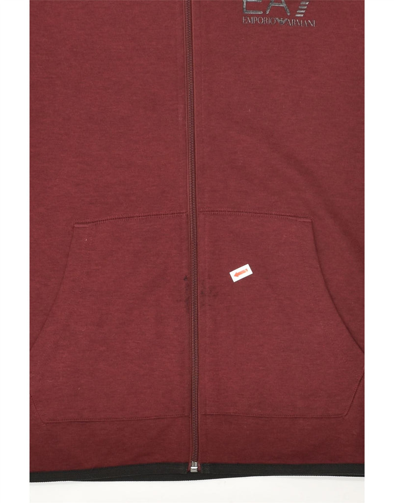 EMPORIO ARMANI Mens Zip Hoodie Sweater XS Maroon Cotton | Vintage Emporio Armani | Thrift | Second-Hand Emporio Armani | Used Clothing | Messina Hembry 