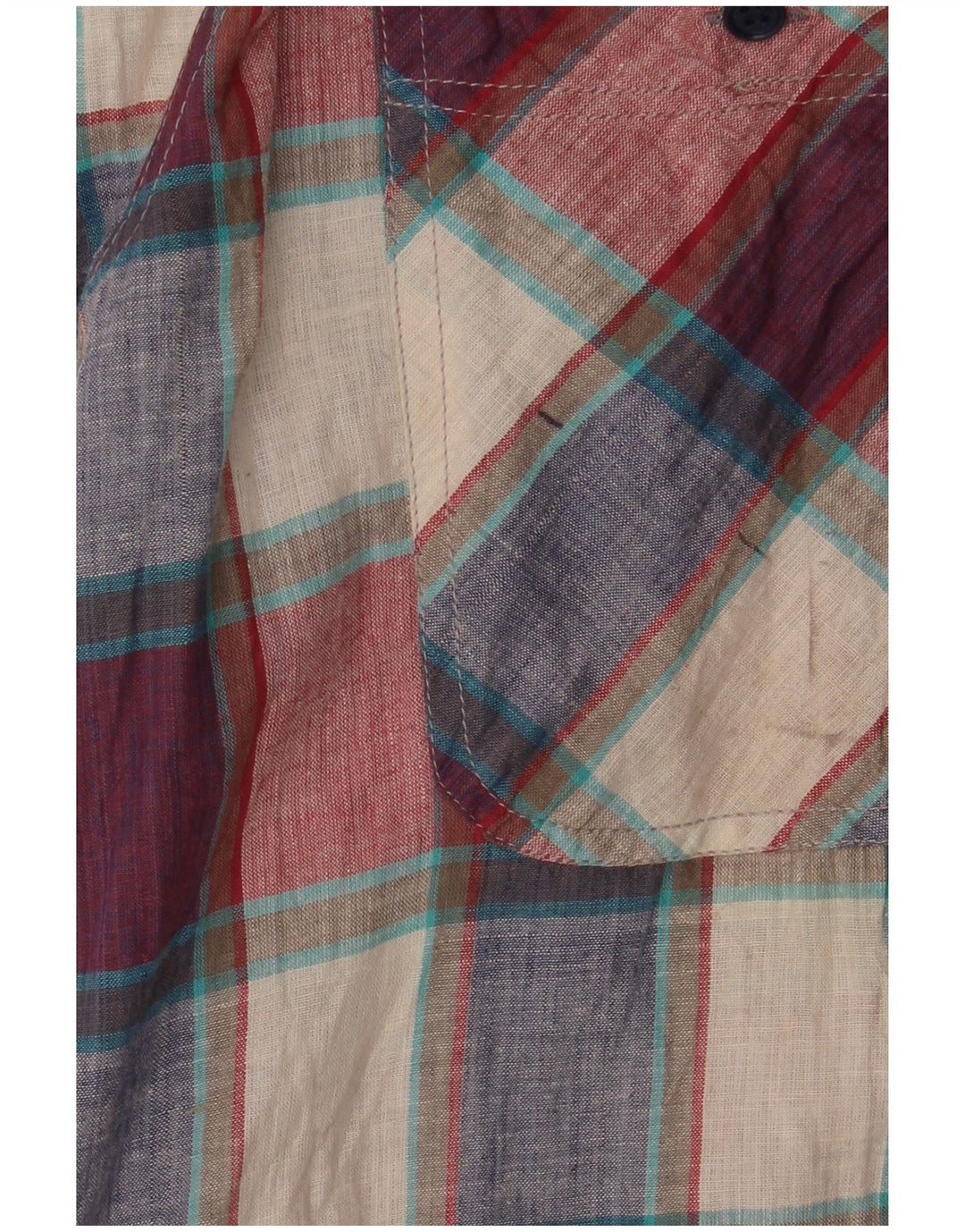 Vintage Mens Short Sleeve Shirt Large Multicoloured Check Cotton