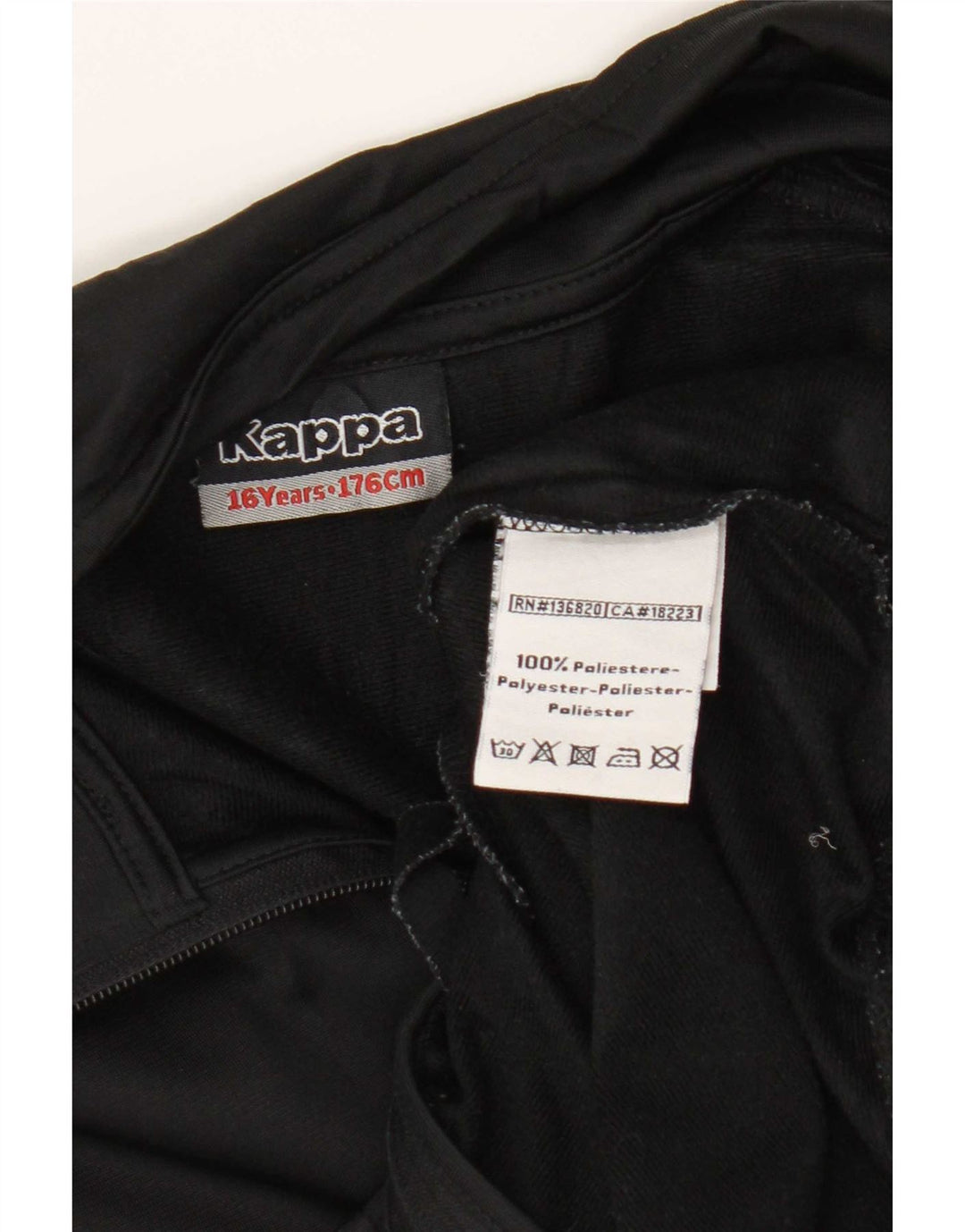 Kappa Boys Graphic Tracksuit Top Jacket 15-16 Years Black Colourblock