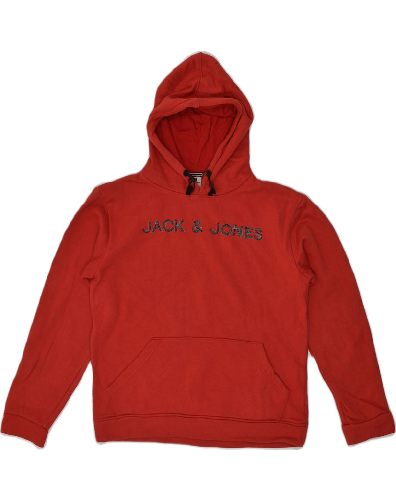 JACK & JONES Mens Graphic Hoodie Jumper Medium Red Cotton | Vintage Jack & Jones | Thrift | Second-Hand Jack & Jones | Used Clothing | Messina Hembry 