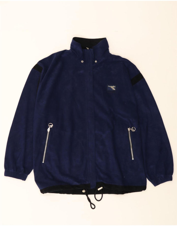 DIADORA Womens Oversized Tracksuit Top Jacket UK 14 Medium Navy Blue Vintage Diadora and Second-Hand Diadora from Messina Hembry 