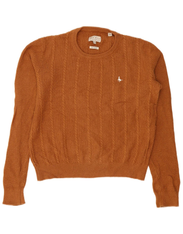 Jack Wills Womens Crew Neck Jumper Sweater UK 14 Large Brown Wool