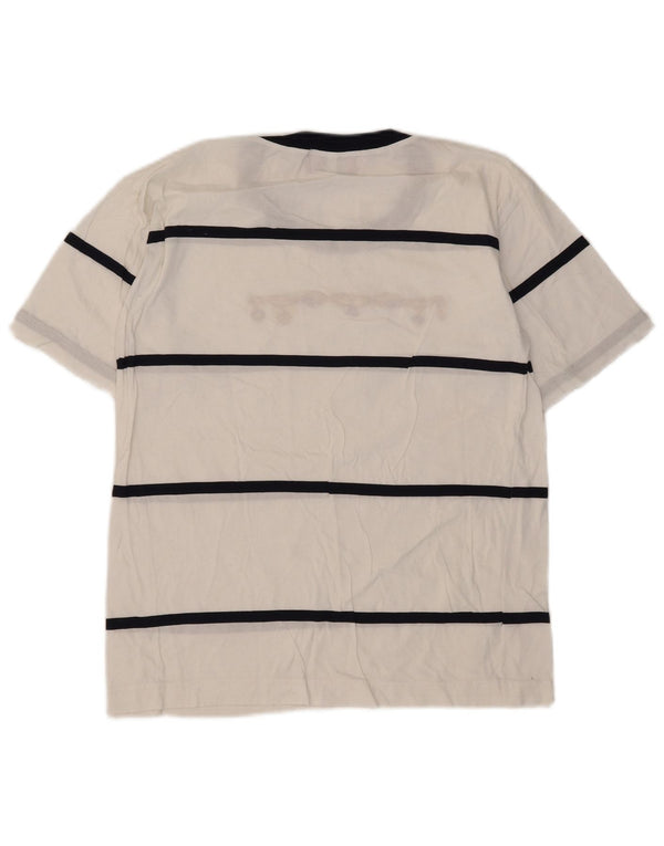 Vintage Womens Graphic T-Shirt Top UK 10 Small White Striped