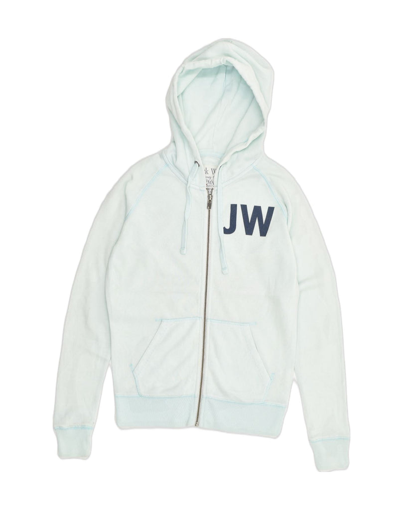 JACK WILLS Womens Graphic Zip Hoodie Sweater UK 8 Small  Blue Polyester | Vintage Jack Wills | Thrift | Second-Hand Jack Wills | Used Clothing | Messina Hembry 