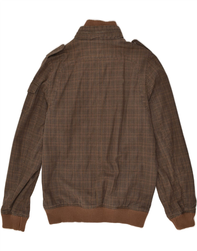JACK & JONES Mens Bomber Jacket UK 38 Medium Brown Check Cotton | Vintage Jack & Jones | Thrift | Second-Hand Jack & Jones | Used Clothing | Messina Hembry 