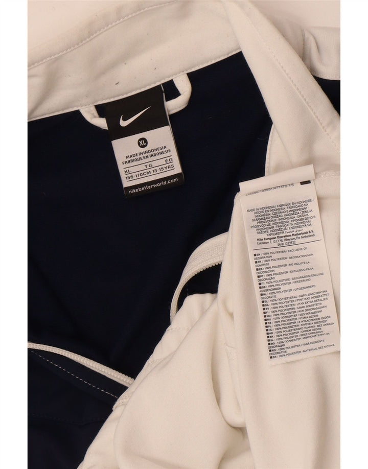 Nike Boys Tracksuit Top Jacket 13-14 Years XL  White Colourblock Polyester
