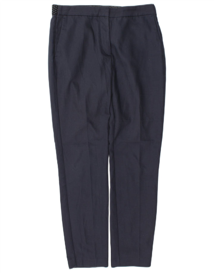Zara Womens Slim Chino Trousers Small W26 L27 Navy Blue Polyester