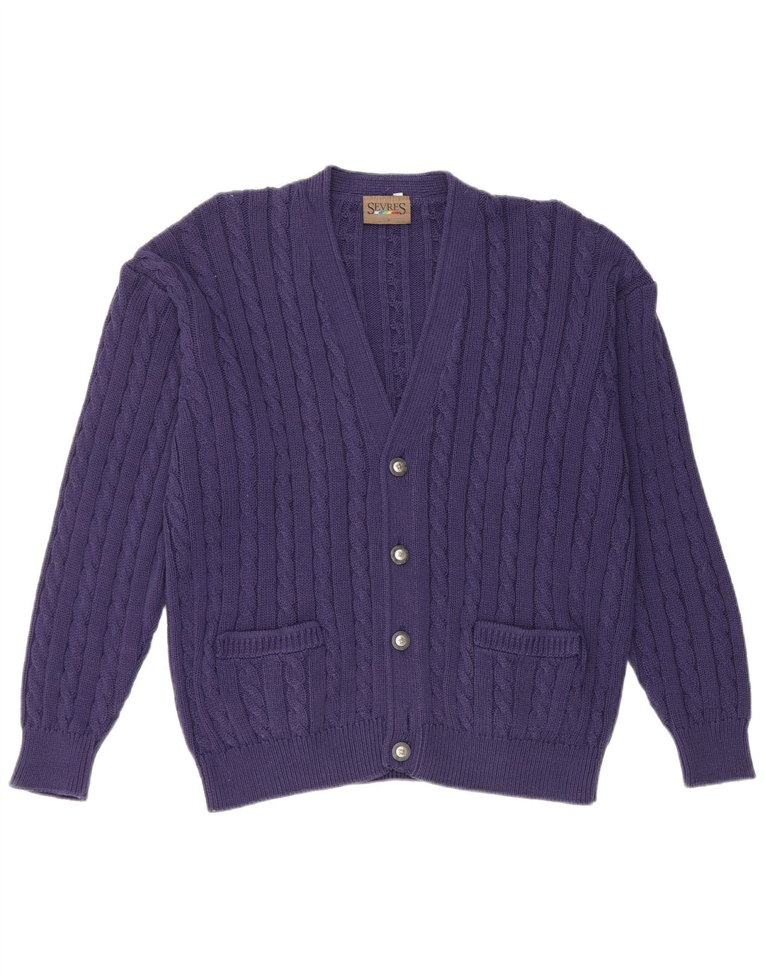 Sevres Mens Cardigan Sweater IT 50 Medium Navy Blue Cotton