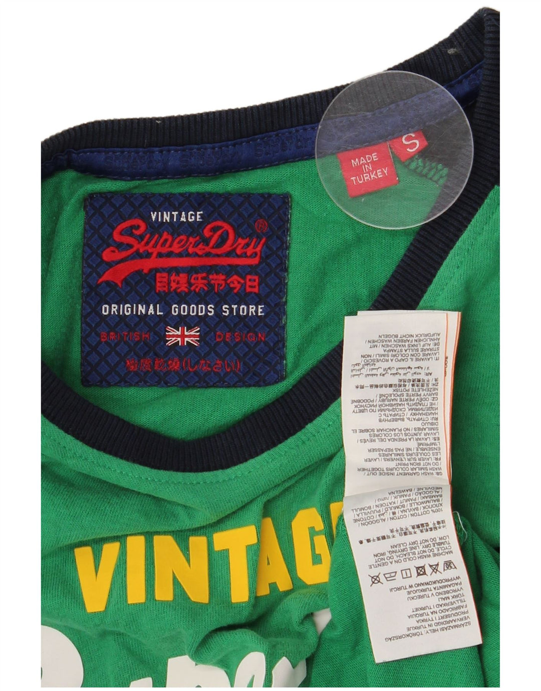 Superdry Mens Graphic T-Shirt Top Small Green Cotton