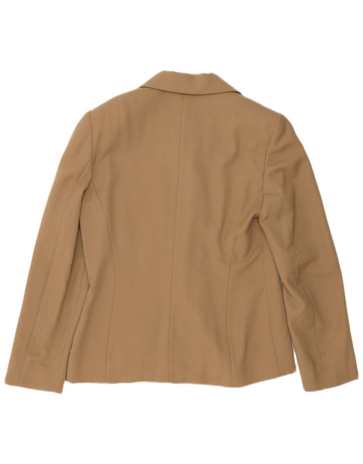 Marella Womens 3 Button Blazer Jacket UK 10 Small Beige Virgin Wool