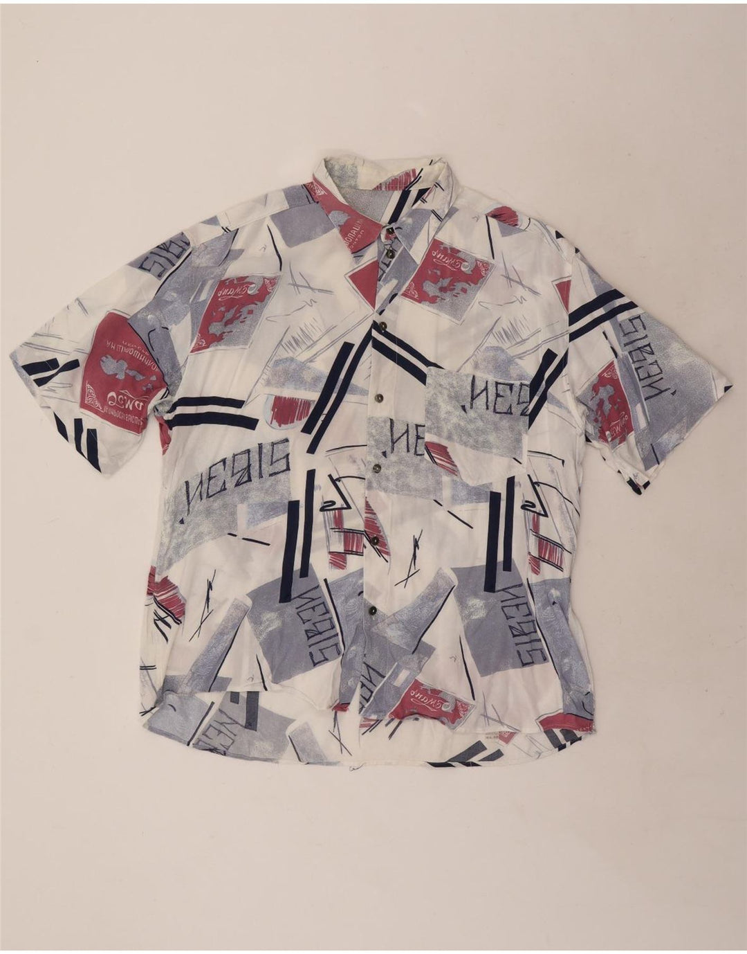 Vintage Mens Short Sleeve Shirt XL Multicoloured Geometric