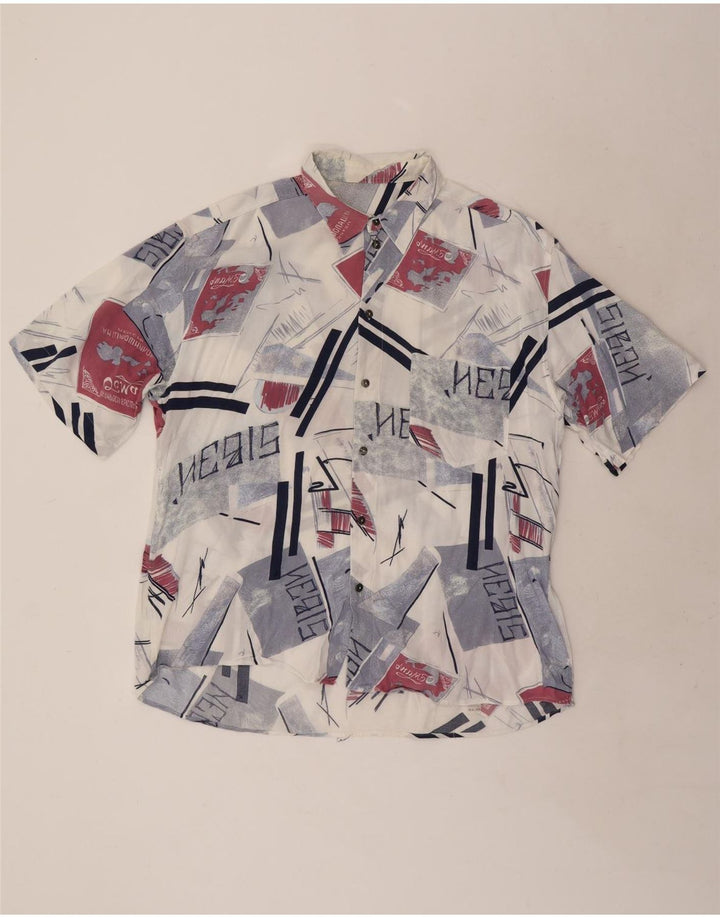 Vintage Mens Short Sleeve Shirt XL Multicoloured Geometric