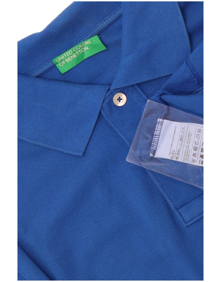 Benetton Mens Polo Shirt XL Blue Cotton