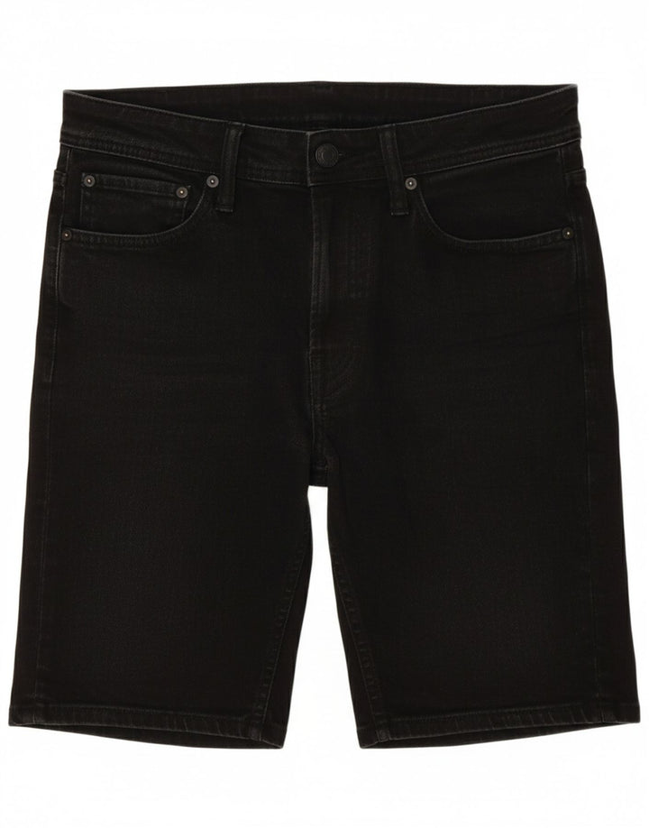 JACK & JONES Mens Regular Fit Denim Shorts Medium W32  Black Cotton
