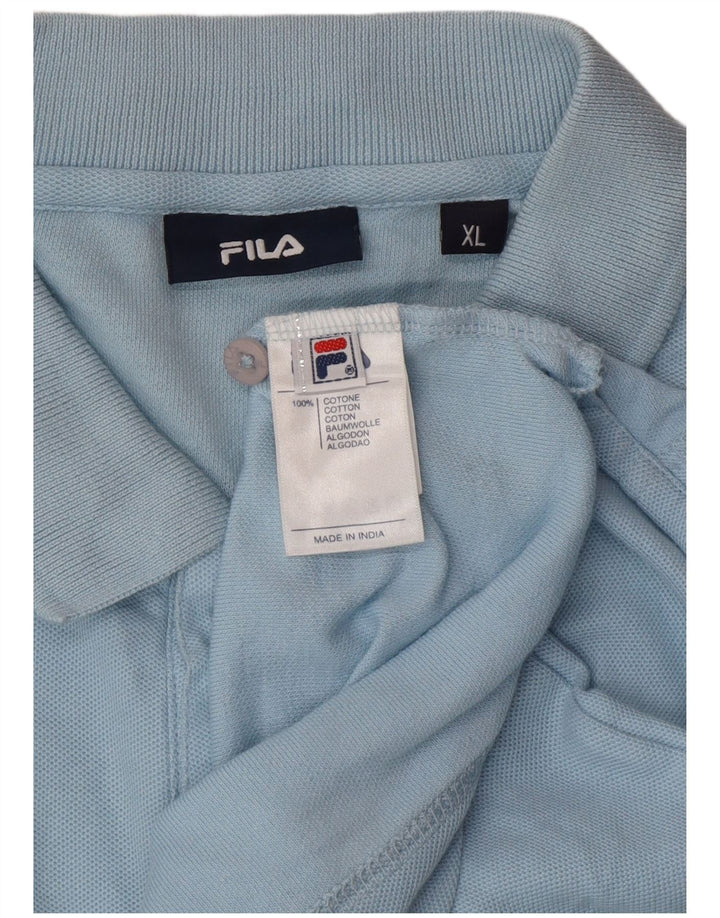 FILA Mens Long Sleeve Polo Shirt XL Blue Cotton