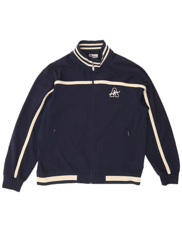 ASICS Mens Tracksuit Top Jacket XL Navy Blue Colourblock Polyester