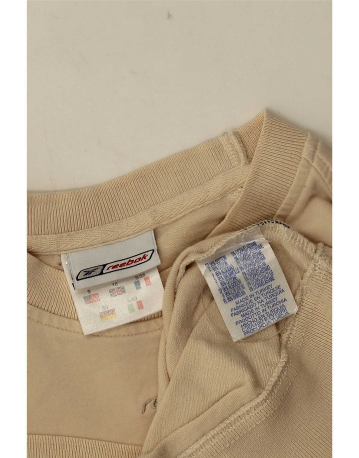 Reebok Womens Crop Sweatshirt Jumper UK 10 Small Beige Cotton