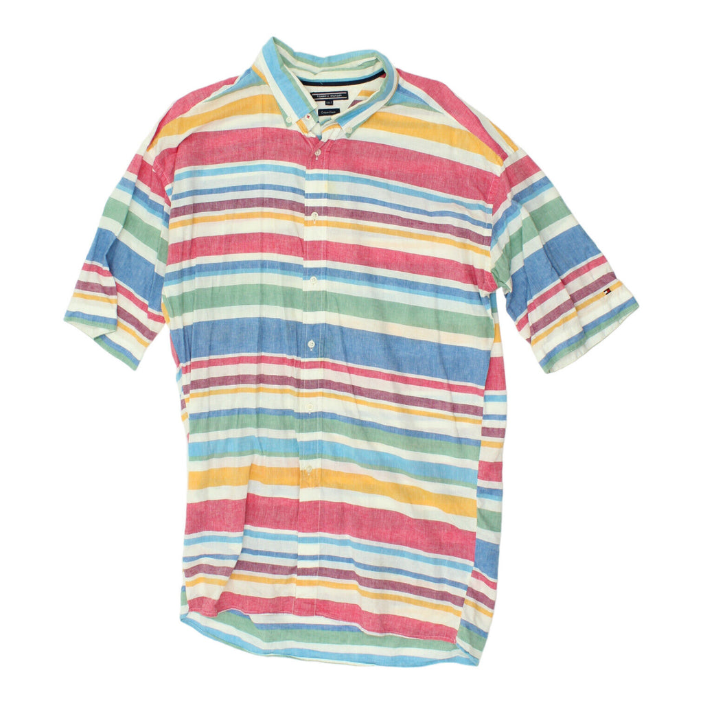 Tommy Hilfiger Mens Colourful Striped Short Sleeve Shirt | Vintage Designer VTG | Vintage Messina Hembry | Thrift | Second-Hand Messina Hembry | Used Clothing | Messina Hembry 