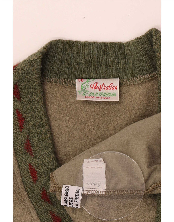 AUSTRALIAN L'ALPINA Mens Fleece Jacket IT 50 Large Green Polyester