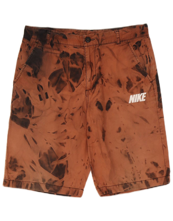 Nike Mens Chino Shorts W30 Medium Brown Tie Dye Cotton