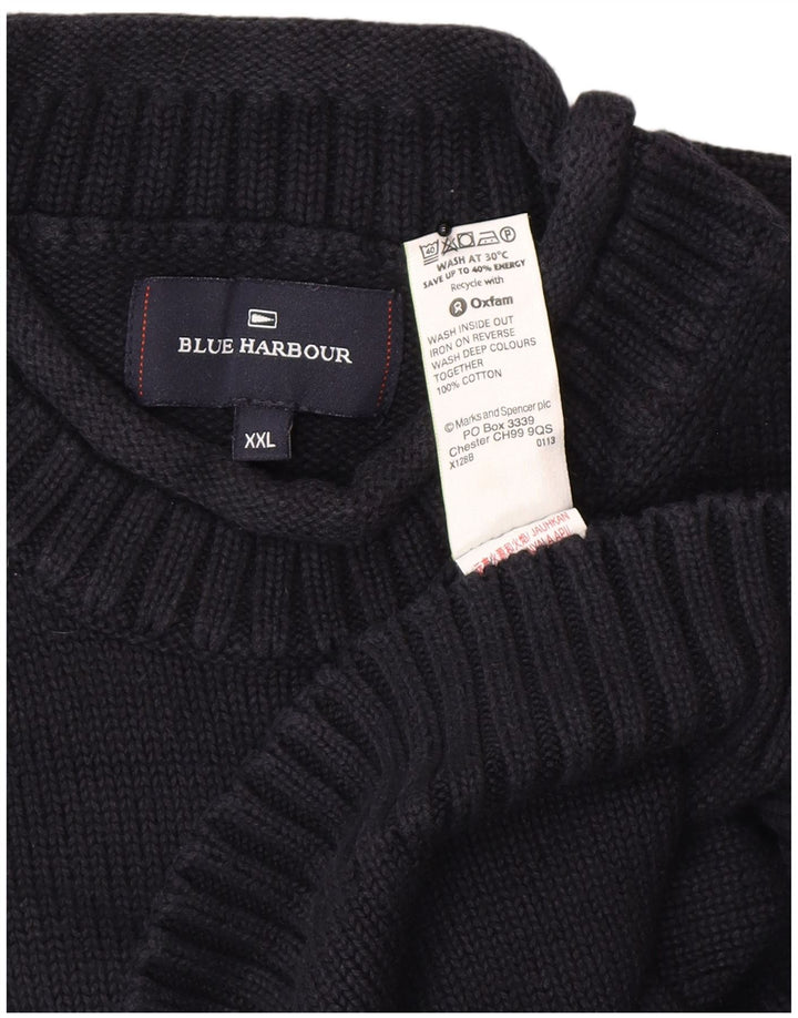 Marks & Spencer Mens Blue Harbour Turtle Neck Jumper Sweater 2XL Navy Blue