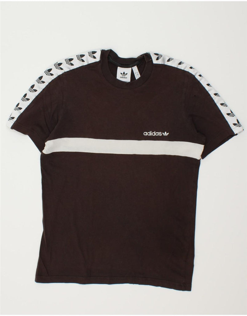 ADIDAS Mens Graphic T-Shirt Top Small Brown Colourblock Cotton | Vintage Adidas | Thrift | Second-Hand Adidas | Used Clothing | Messina Hembry 