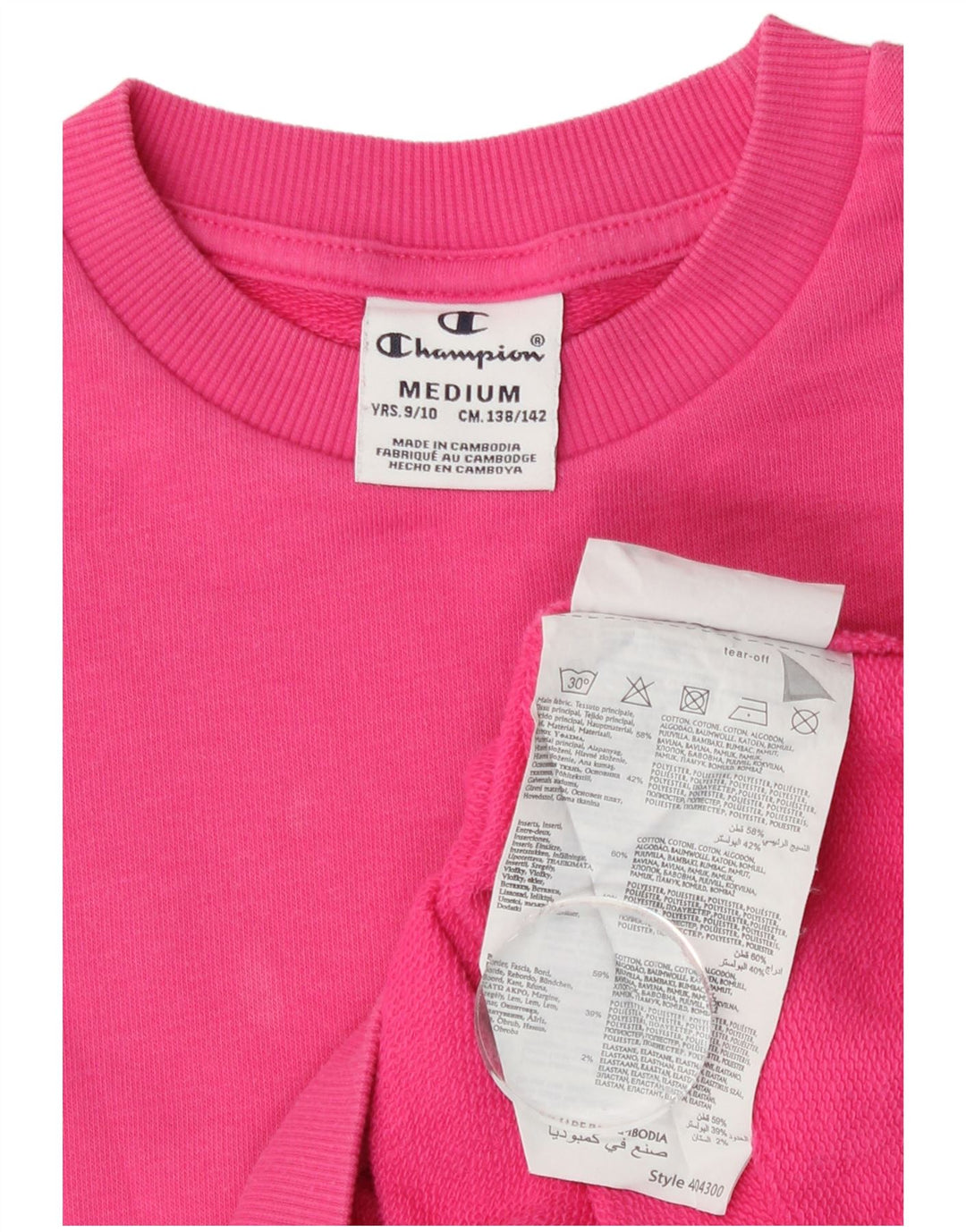 Champion Girls Graphic Sweatshirt Jumper 9-10 Years Medium Pink Cotton