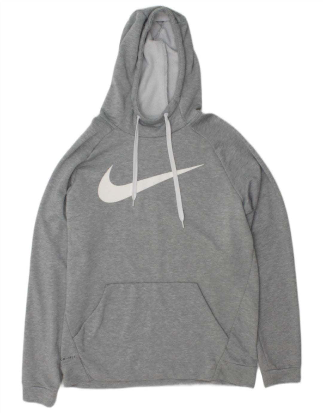 Nike Mens Dri Fit Graphic Hoodie Jumper Large Grey Flecked Polyester