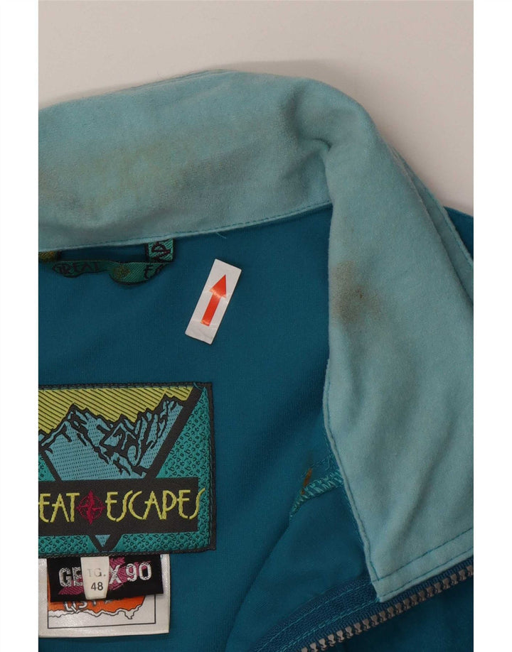 Great Escapes Mens Pullover Tracksuit Top Jacket IT 48 Medium Blue Retro