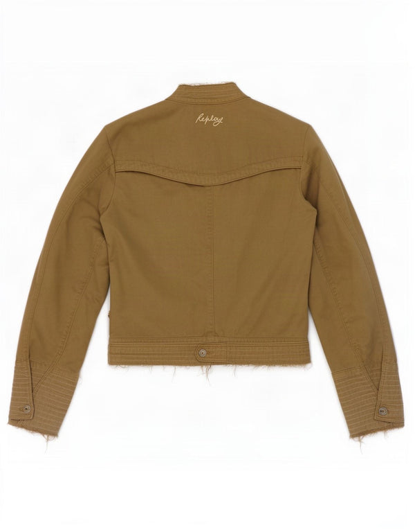 Replay Womens Bomber Jacket UK 14 Large Khaki Cotton