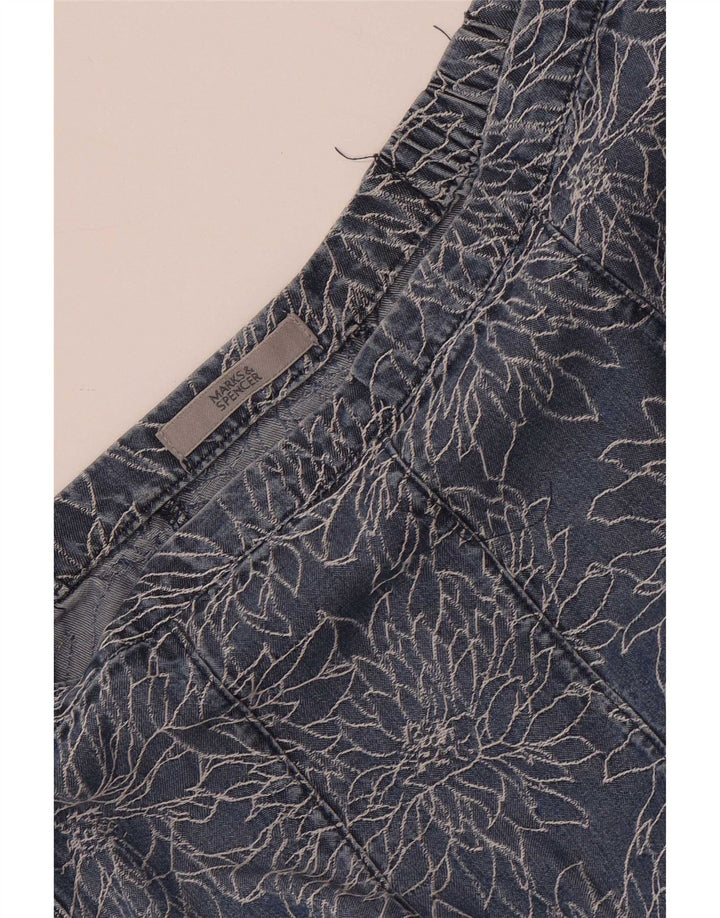 Marks & Spencer Womens Denim Flared Skirt W28 Medium Blue Floral