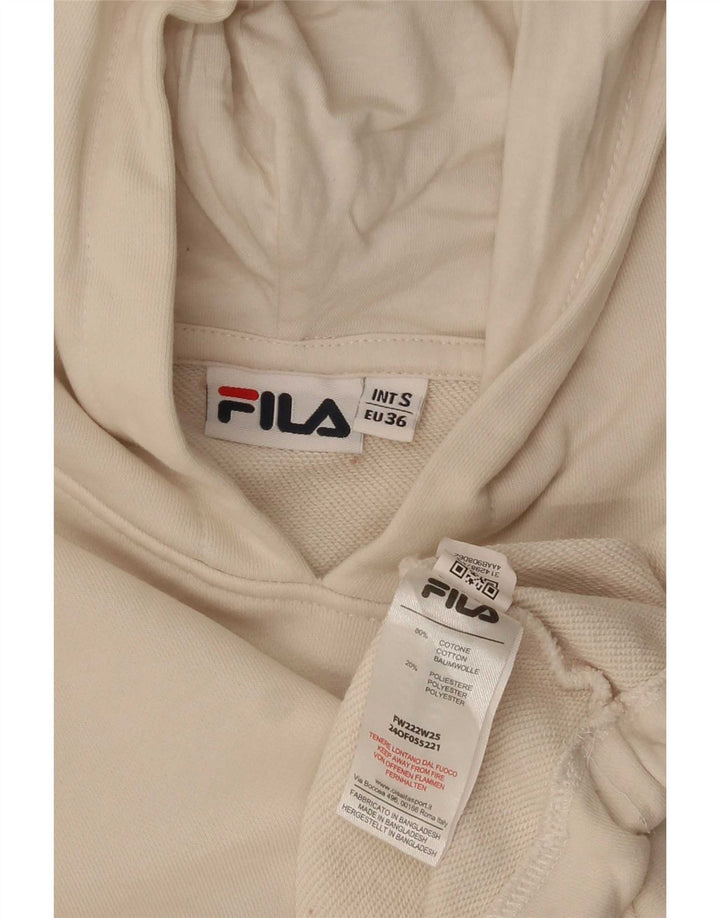 Fila Womens Crop Oversized Hoodie Jumper EU 36 Small White Colourblock
