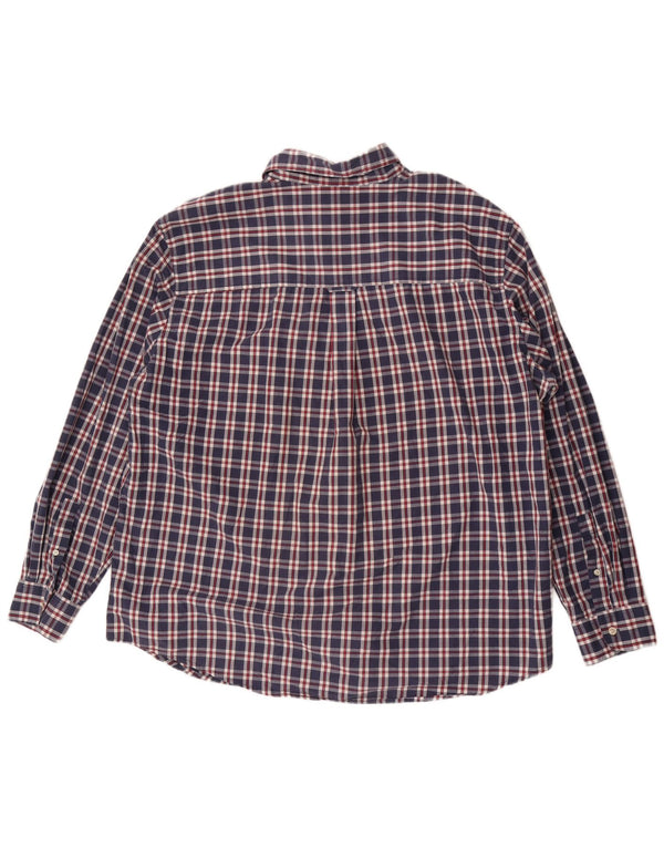 Chaps Mens Easy Care Shirt 2XL Navy Blue Check Cotton