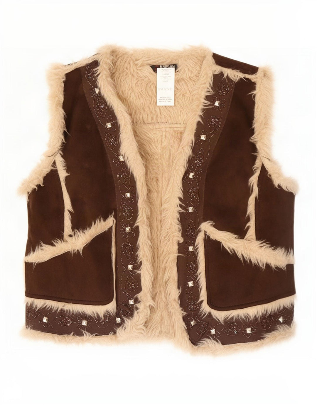 Morgan Womens Faux Fur Waistcoat EU 40 Medium Brown Polyester