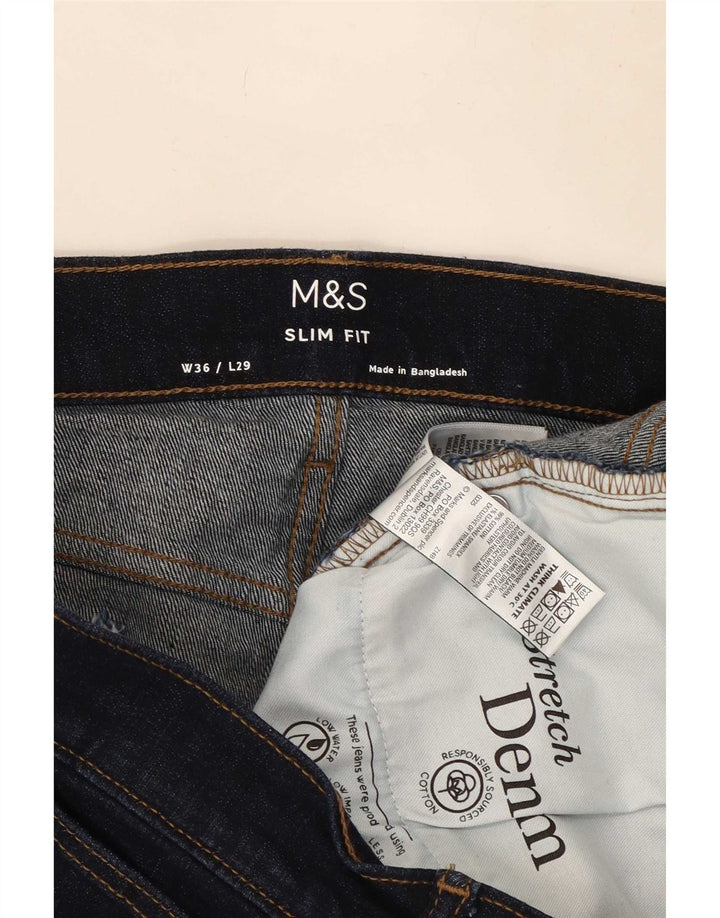 Marks & Spencer Mens Slim Jeans W36 L29 Navy Blue Cotton