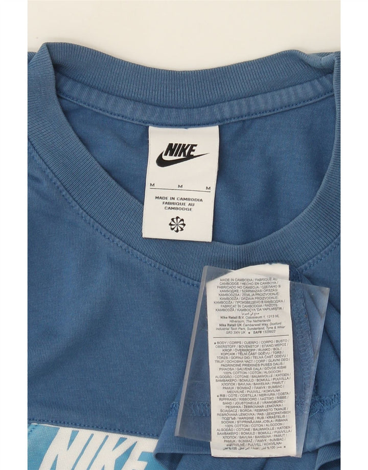 Nike Mens Graphic T-Shirt Top Medium Blue Cotton