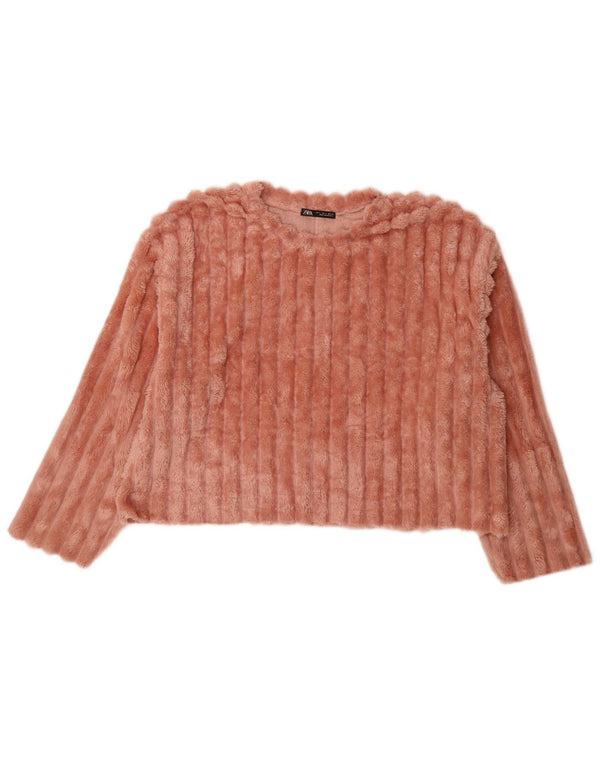 Zara Womens Loose Fit Fleece Jumper UK 16 Large Pink