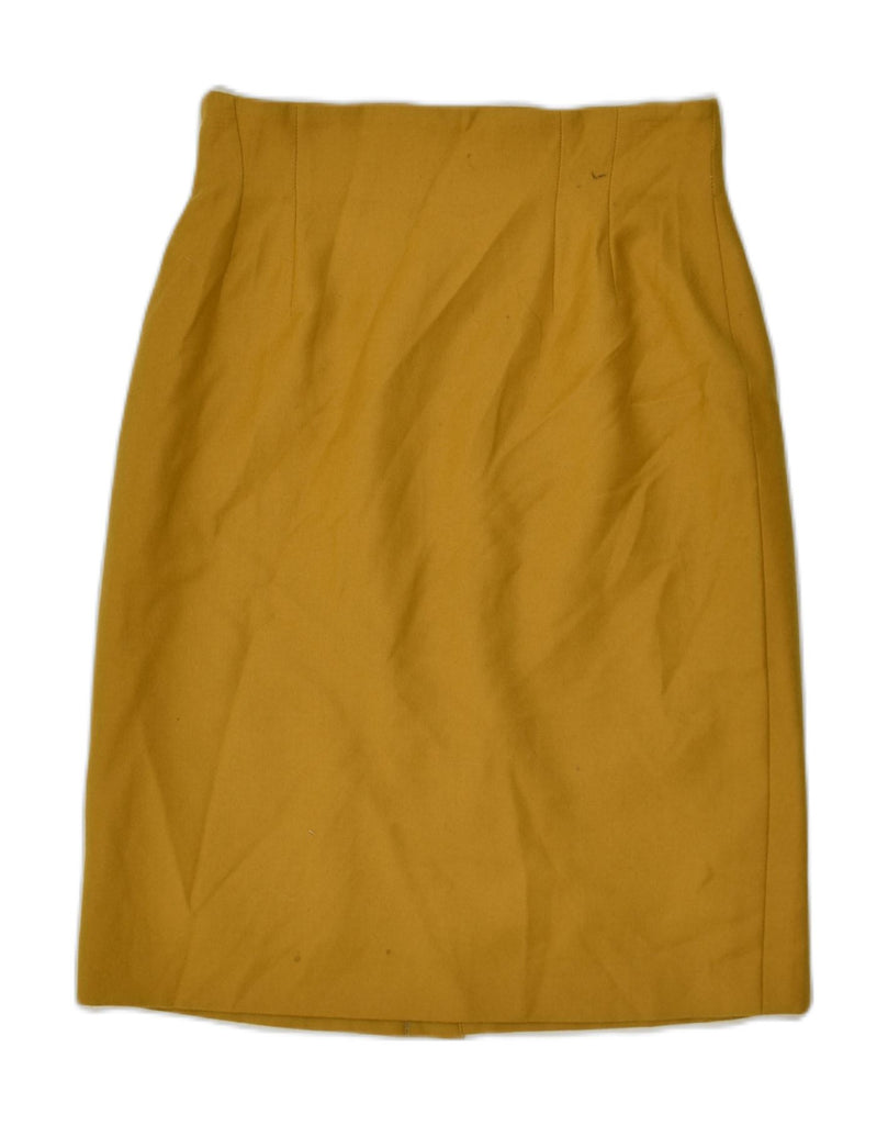 VINTAGE Womens Straight Skirt IT 42 Medium W26  Yellow Cotton | Vintage Vintage | Thrift | Second-Hand Vintage | Used Clothing | Messina Hembry 