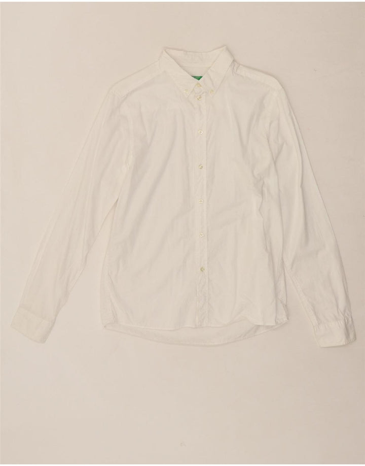 BENETTON Boys Shirt 13-14 Years 3XL White Cotton Classic Vintage Benetton and Second-Hand Benetton from Messina Hembry 