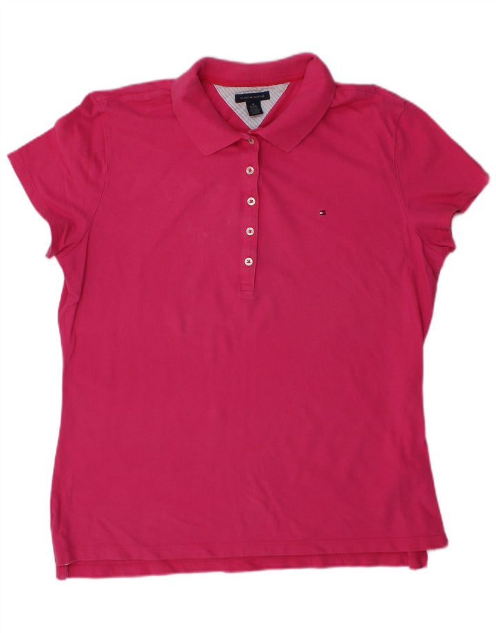 TOMMY HILFIGER Womens Polo Shirt UK 18 XL Pink Cotton