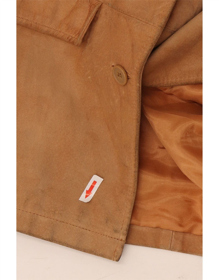 Conbipel Womens Suede Jacket IT 42 Medium Brown Leather